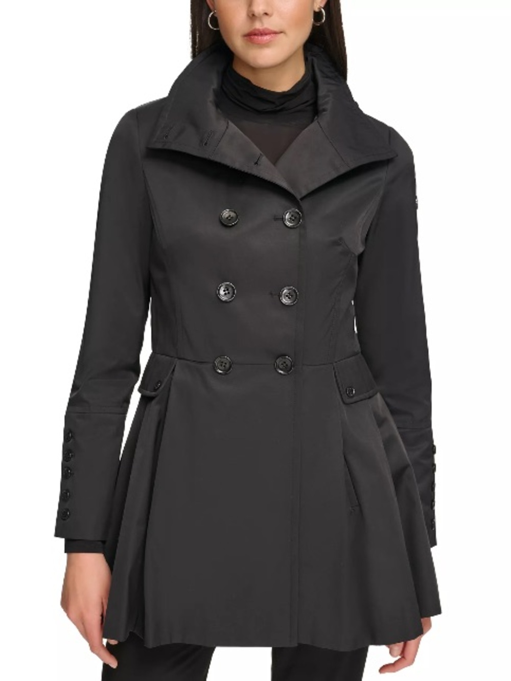 Calvin Klein Double-Breasted Skirted Raincoat